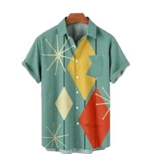 Men's Summer Casual Hawaiian Aloha Button Down Up Shirt Retro